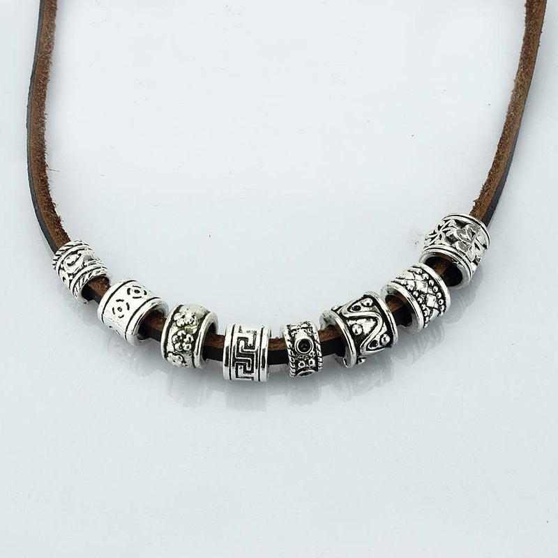 LolliBeads (TM) Antiqued Silver Tone Bracelet Jewelry Marking Large Hole Spacer Beads Round Tube Charm Beads (80pcs) - Image 5